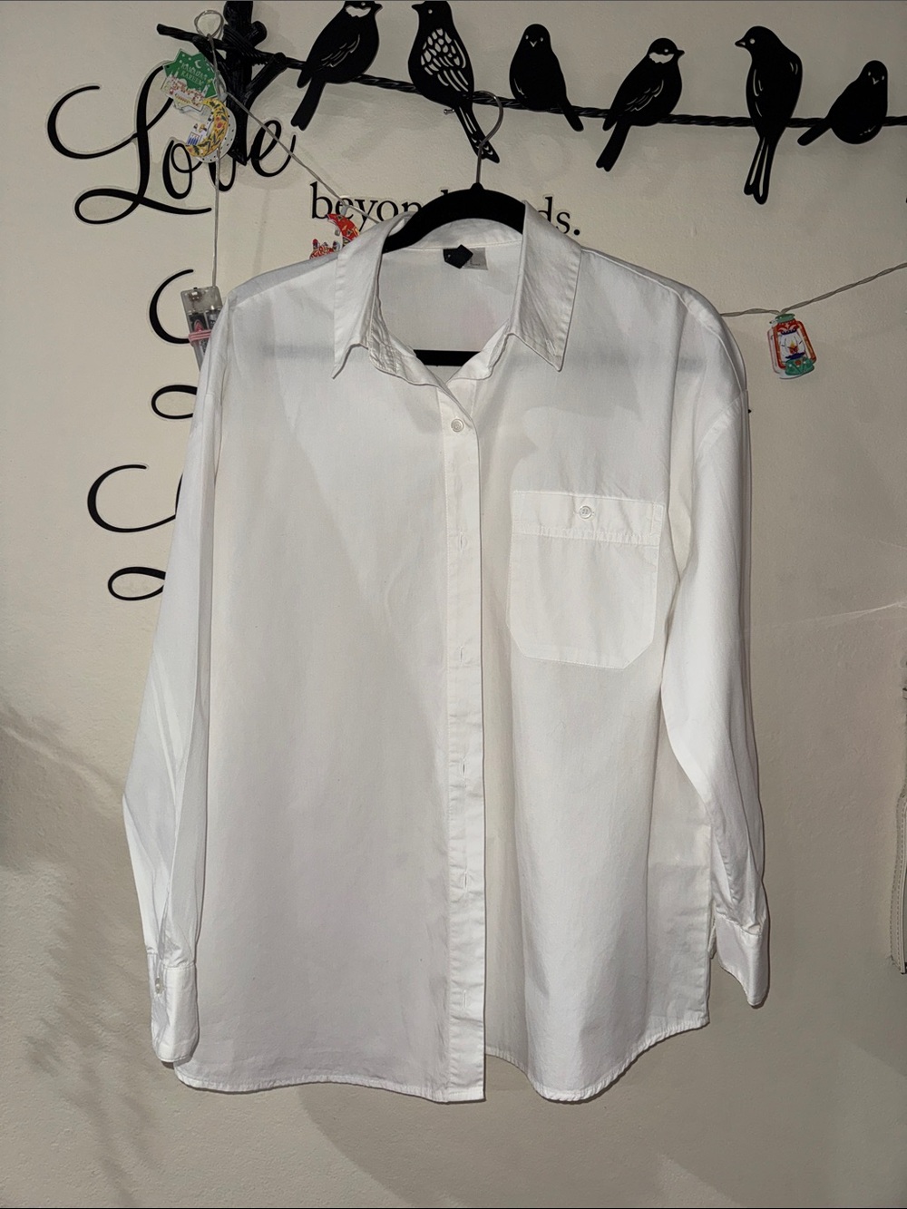 H&M White Women's Button-Down Shirt with Chest Pocket